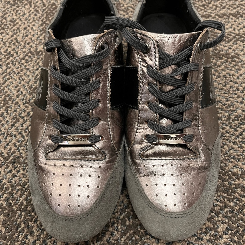 Vintage Burberry Bronze and Gray Athletic Sneakers